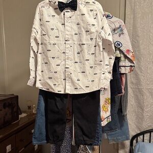 Kids Matching Set with Bow Tie - White and Black